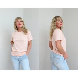 1980's Deadstock Vintage USA Made Peach Pink T-Shirt ~ Women's SM MD Men's XS SM